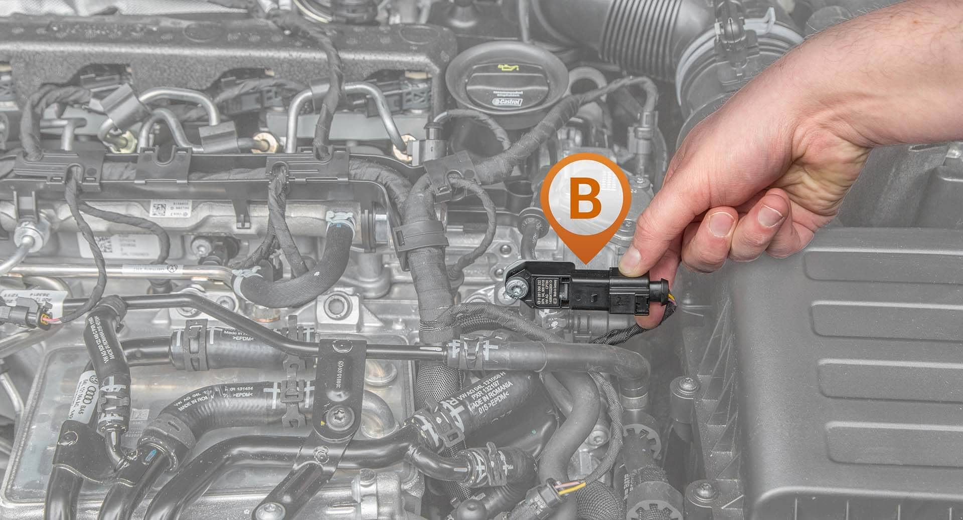 Conexión al sensor de presión turbo (B)
